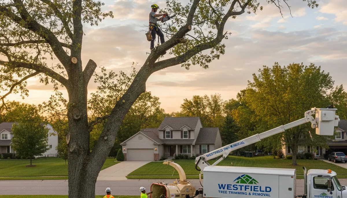 Professional tree removal service in Indianapolis IN safely cutting large oak branches